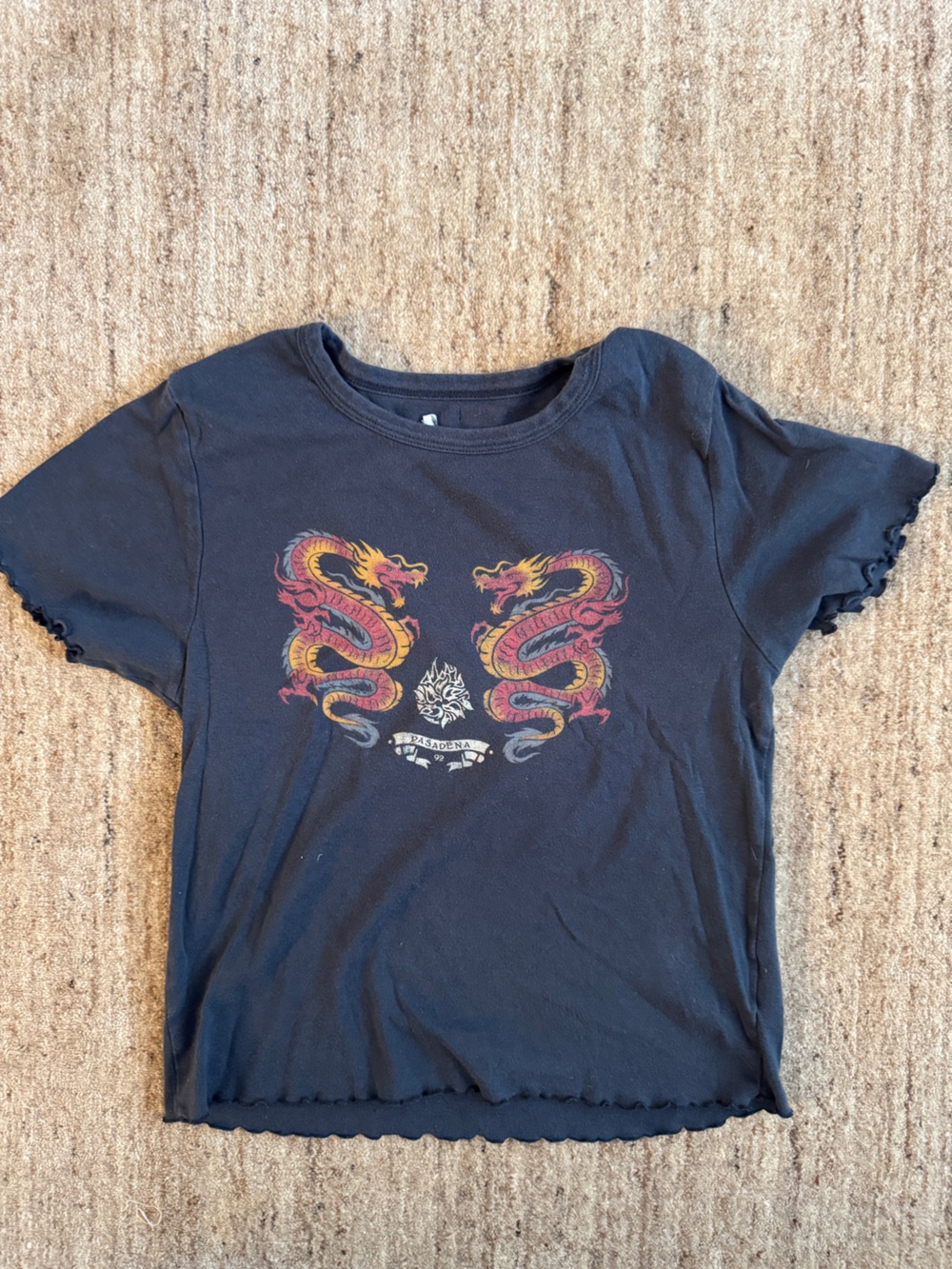 Urban Outfitters Baby Tee with Red & Yellow Dragon Graphic